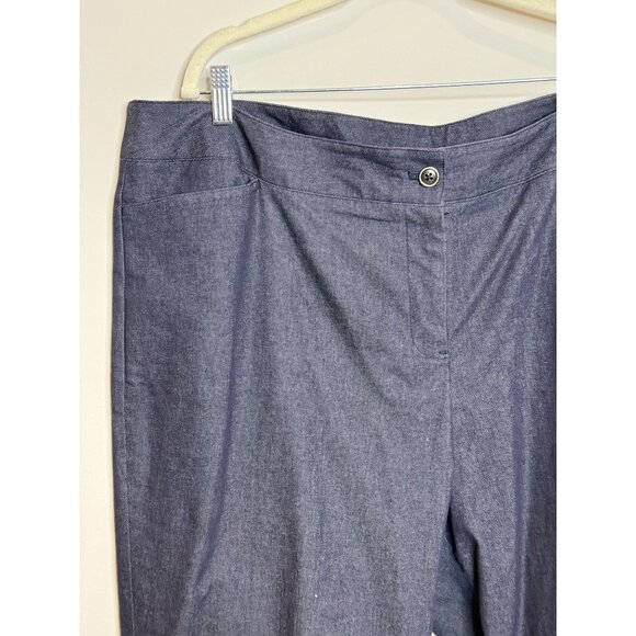 Lane Bryant Stretch Trousers 20 Plus Dark Wash Chambray Work Pants Career - Picture 4 of 11